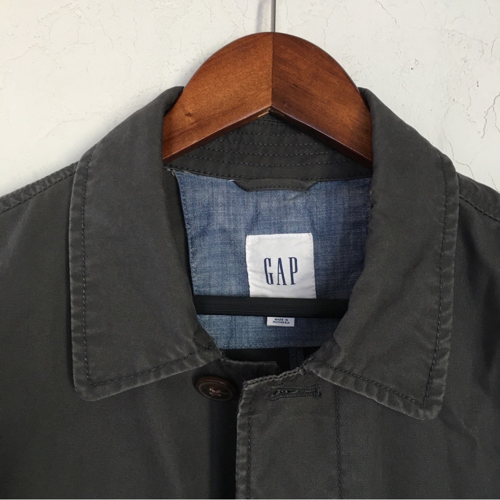 The Gap Dark Gray Lightweight Trench Coat, Size L - Picture 3 of 11